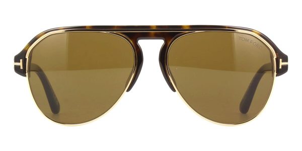 TOM FORD TF 929 52J Men Sunglasses Shiny Dark Havana and Gold