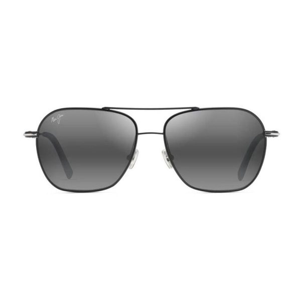 MAUI JIM MJ 877-02 Men Sunglasses Black with Silver stripe