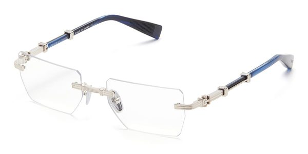 BALMAIN BPX-150-C PIERRE Unisex Optical Frame Brushed Silver with Blue Swirl - Image 2