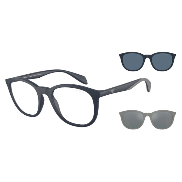 EMPORIO ARMANI EA 4211 5088/1W Men Optical with Clip-On Sunglasses Matte Blue - Image 2