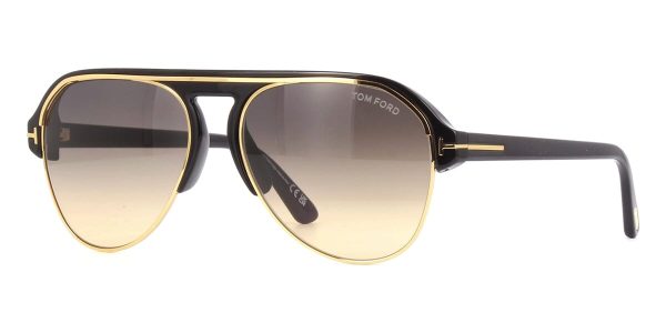 TOM FORD TF929 01B Men Sunglasses Shiny Black with Gold - Image 2