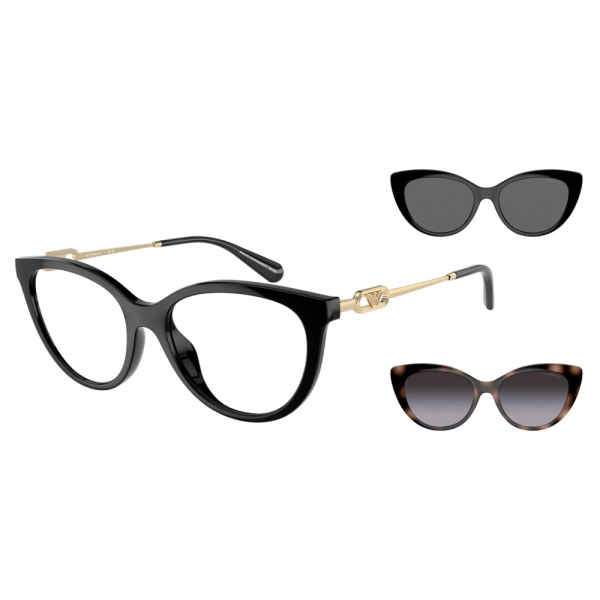 EMPORIO ARMANI EA 4213U 5017/1W Women Optical with Clip-On Sunglasses Shiny Black - Image 2