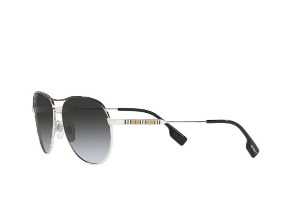 BURBERRY B 3122 1005/T3 Women Sunglasses Silver Black - Image 2