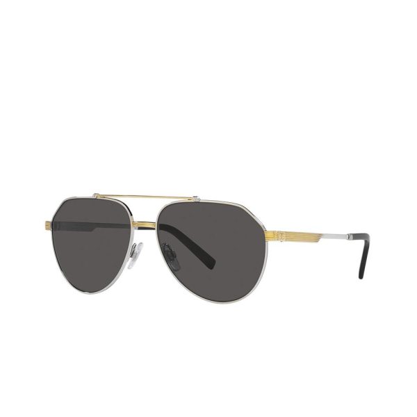DOLCE&GABBANA DG 2288 1313/87 Unisex Sunglasses Silver Gold - Image 2