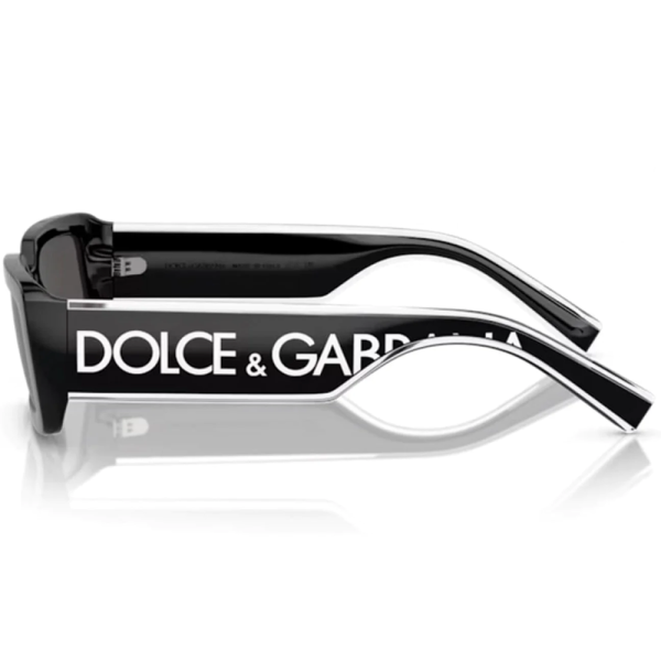 DOLCE&GABBANA DG6187 501/87 Unisex Sunglasses Molded Black Crystal Clear Temples. - Image 2