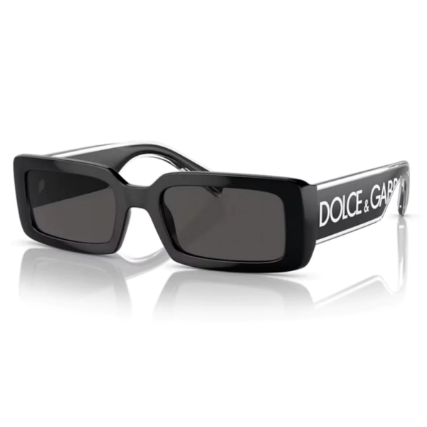 DOLCE&GABBANA DG6187 501/87 Unisex Sunglasses Molded Black Crystal Clear Temples. - Image 3